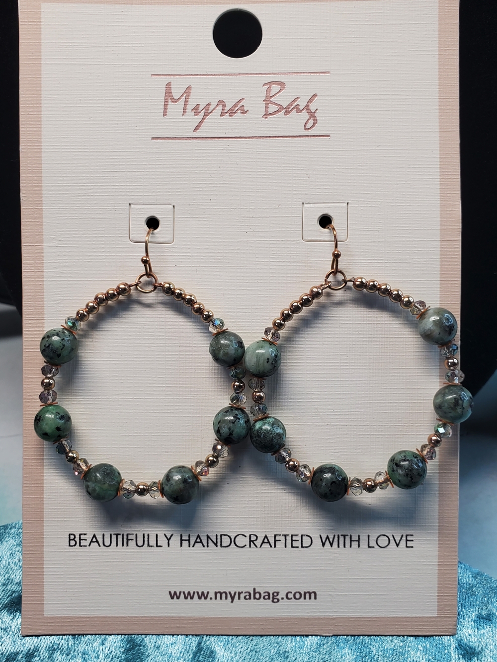 Myra Bag Green Beaded Hoop Earrings